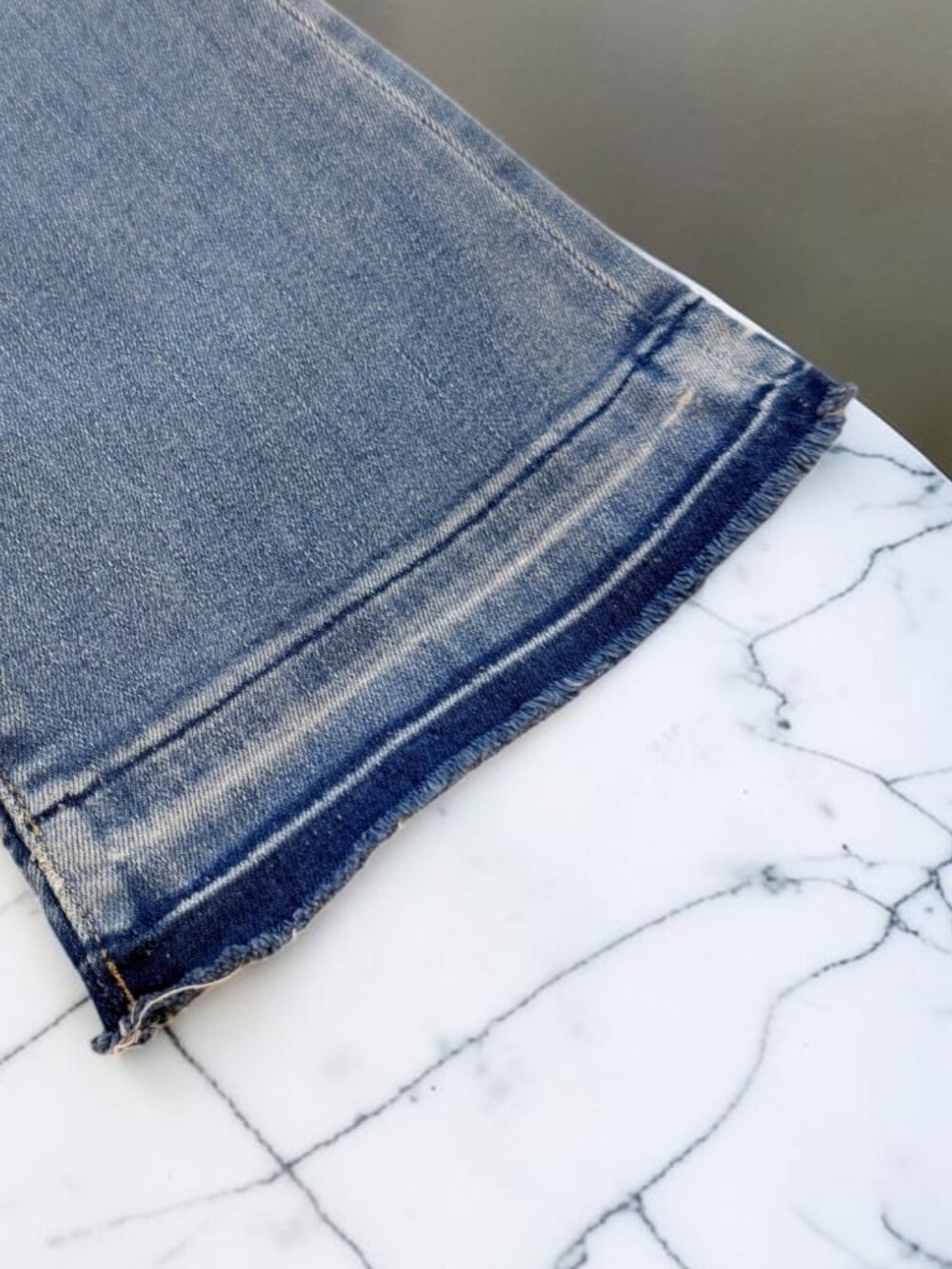 Loft High Rise Kick Crop Jeans Size 0/25P Vivid Light Let Down Hem Button Front - Picture 12 of 13